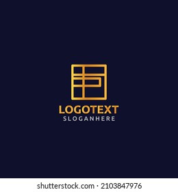 F letter golden logo abstract design on dark color background, F alphabet logo