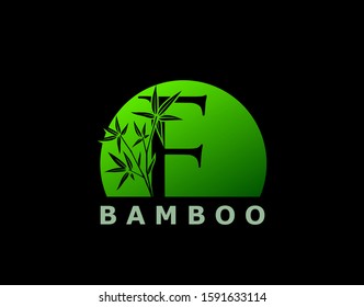 F Letter Green Bamboo Tree Logo Icon. Perfect for Hotel, Restaurant, Tour and Travel.