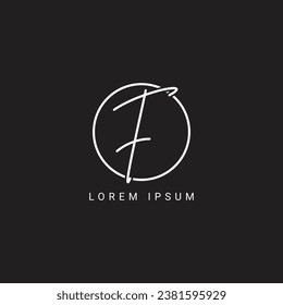 F letter hand written logo monogram with circle vector template.