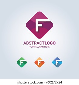 F Letter in Harmony Color Round Corner Rectangle Logo