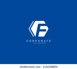 F Letter Hexagon Vector Logo