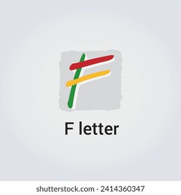 F Icono de letra Diseño Logotipo aislado de marca Identidad corporativa Diversos colores Plantilla editable Vector Monograma Ilustración Marca sobre fondo gradiente ligero