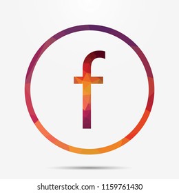 F letter icon in geometric polygonal mosaic style. Abstract tessellation, modern design background, low poly. Geometric cover, mockup. F letter logo icon. Vector icon. Vector illustration