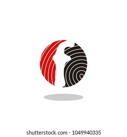 F Letter Icon With Spiral Texture. Letter Negative Space Template Design.