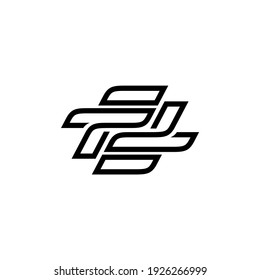 F letter incorporated with runner shape vector template illustration