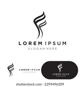 F letter initial business name logo