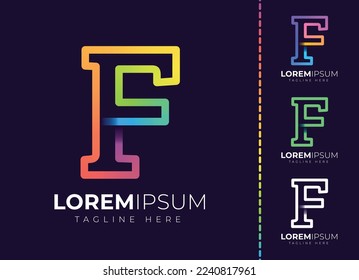 F letter initial colorful gradient logo. Modern letter f logo design.