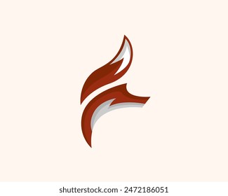 F letter initial fox style logo design template illustration