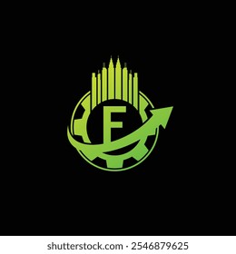 Ilustración vectorial de Plantilla de diseño de logotipo inicial de letra F