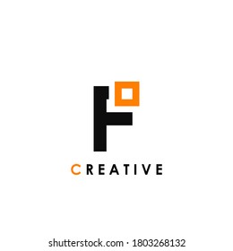 F letter initial with square shape logo template design for business identity