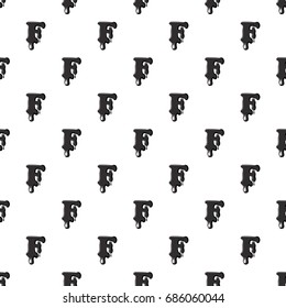 F letter isolated on white background. Black liquid oil F letter vector illustration