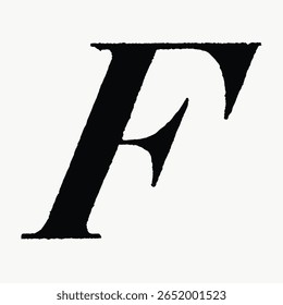 Letra F, fonte em itálico, ilustração vintage isolada em branco, vetor. Fonte criativa e letra de tipografia, vetor isolado. Fonte preta vintage.