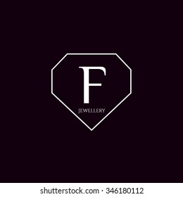 F letter jewellery vector logo template (sign, symbol, emblem, ornament)