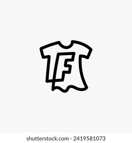 f letter kid tee tshirt apparel clothing monogram logo vector icon illustration