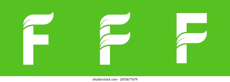 F letter and leaf logo design template set