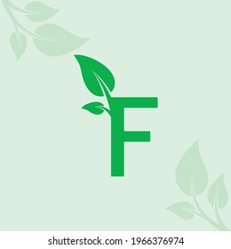 F Letter Leaf Logo Design - Vector