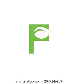 F Letter Leaf Logo Design Tempalte 