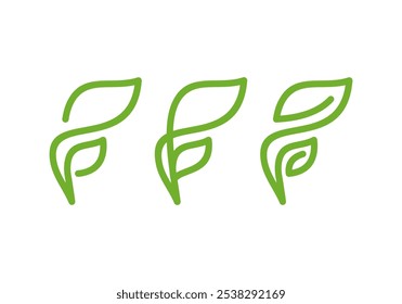 Plantilla de Vector de diseño de logotipo de hoja de letra F.