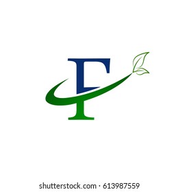 F letter leaf logo design