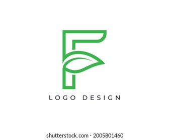 F Carta con el logo de Leaf. Naturaleza, orgánica, sana, fresca, botánica, vector de logotipos botánicos.
