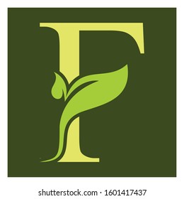 F letter with leaf logo  organic tree logo