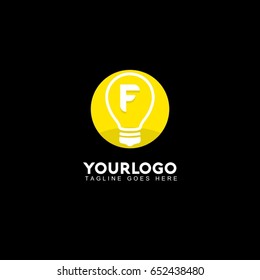 F Letter Light Logo, Lamp Idea Logo, Idea Logo