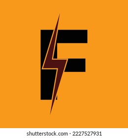F letra con el diseño del logotipo del tornillo relámpago