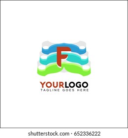 F letter lines aspire up. Construction logo template. Vector illustration.