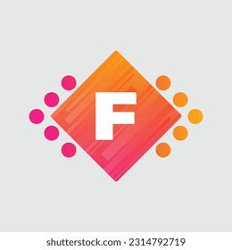 F Letter Logo abstract geometric design vector template Logotype icon Digital Technology style.