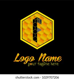 f letter logo with bee style