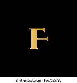 F letter logo with black background.The gold letter icon.Gold letter icon design.