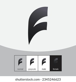 Logo de la letra F. Color del degradado negro. - Vector