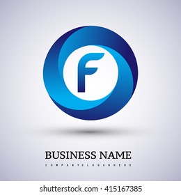 F letter logo in the blue circle. Vector design template elements for your application or company identity.