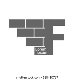 F  letter Logo, brick wall logo design with place for your data.  Vector image. 
