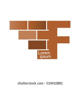 F  letter Logo, brick wall logo design with place for your data. 
