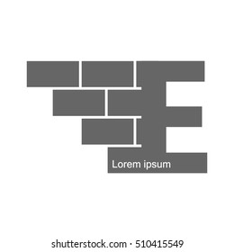 F  letter Logo, brick wall logo design with place for your data. 
