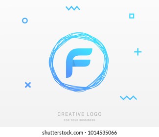 F letter Logo With Brush Line Design. Vector Illustration