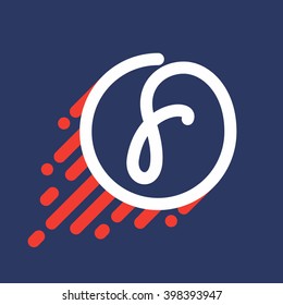 F letter logo in circle with speed line. Font style, vector design template elements for your sport application or corporate identity.