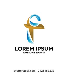 f logotipo de la letra colorido degradado abstracto ilustración vectorial