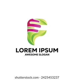 f logotipo de la letra colorido degradado abstracto ilustración vectorial
