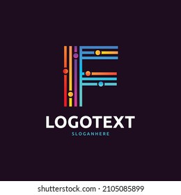 F letter logo, colorful network logo