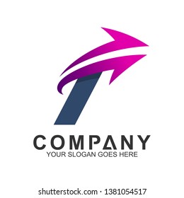 f letter logo concept with arrow shape