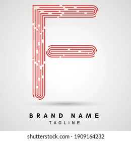 F Letter Logo concept Linear style. Creative Minimal Monochrome Monogram emblem design template. Graphic Alphabet Symbol for Luxury Fashion Corporate Business Identity. Elegant Vector element