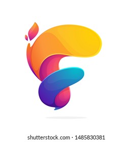 F letter logo consisting of fire flames. Font style, vector design template elements for your application or corporate identity.