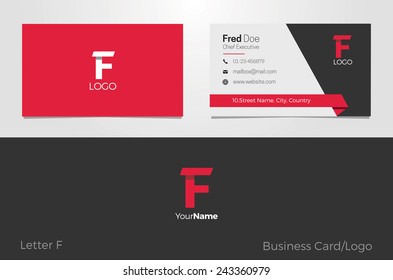 F Letter Logo Corporate Business card