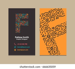 F Letter Logo Corporate Business card. Vector design.