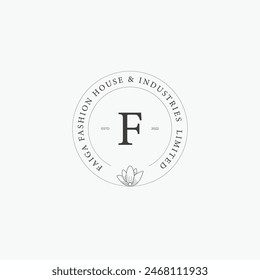 F letter logo with a creative floral concept for company business beauty real estate premium vector