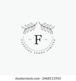 F letter logo with a creative floral concept for company business beauty real estate premium vector