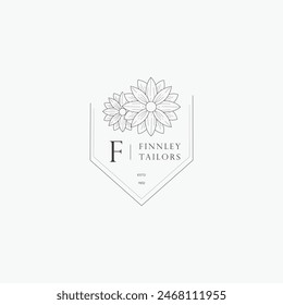 Logo de la letra F con un concepto floral creativo para el Vector premium de los bienes raíces de la belleza del negocio de la compañía