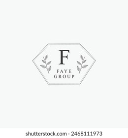 Logo de la letra F con un concepto floral creativo para el Vector premium de los bienes raíces de la belleza del negocio de la compañía